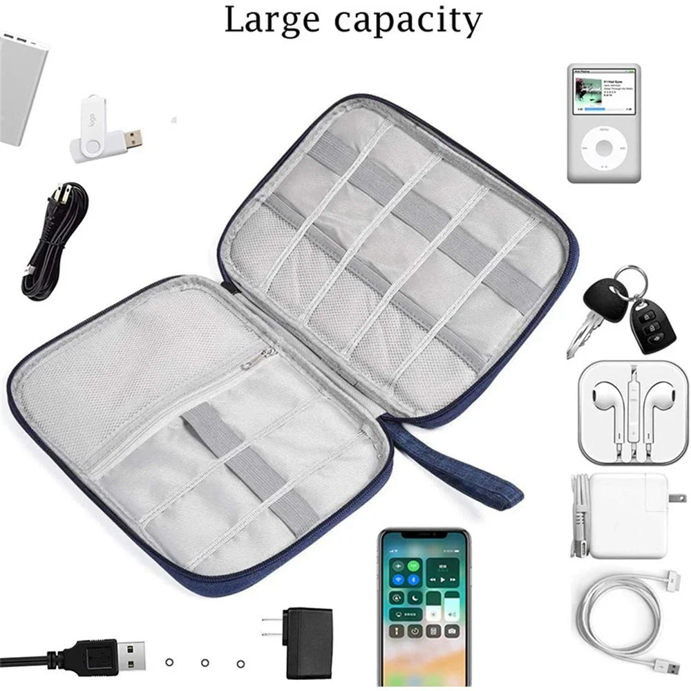 Simple Single Layer Digital Storage Bag Data Cable Charger Organize Waterproof Home Travel Portable Headphone Organization Pouch