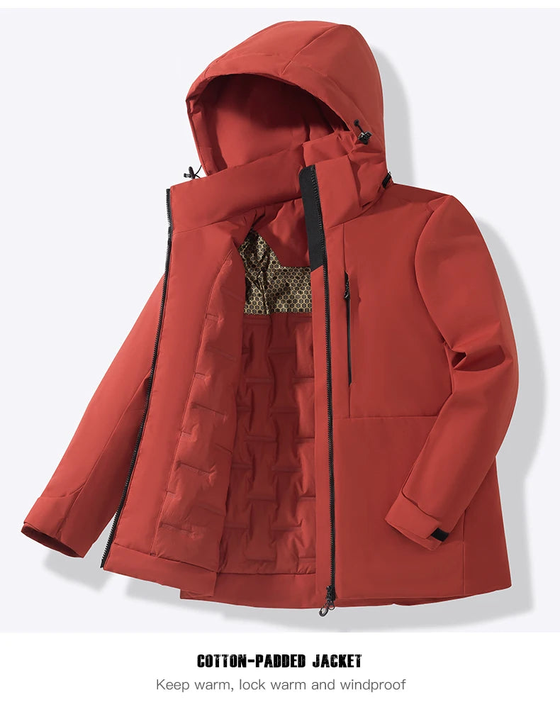 JNLN Unisex Waterproof Fleece Jackets Winter Windproof Thermal Windbreaker Men Women Hiking Camping Skiing Climbing Raincoat