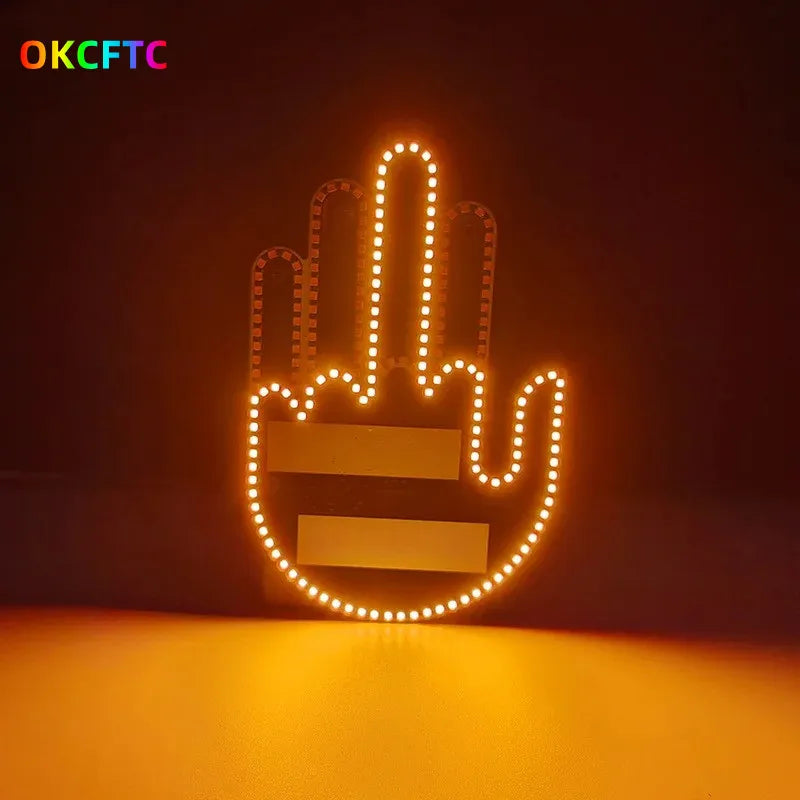 Funny Car Finger Light with Remote, Road Rage Signs Middle Finger Gesture Light,Auto Amber Middle Finger Warning Brake Light