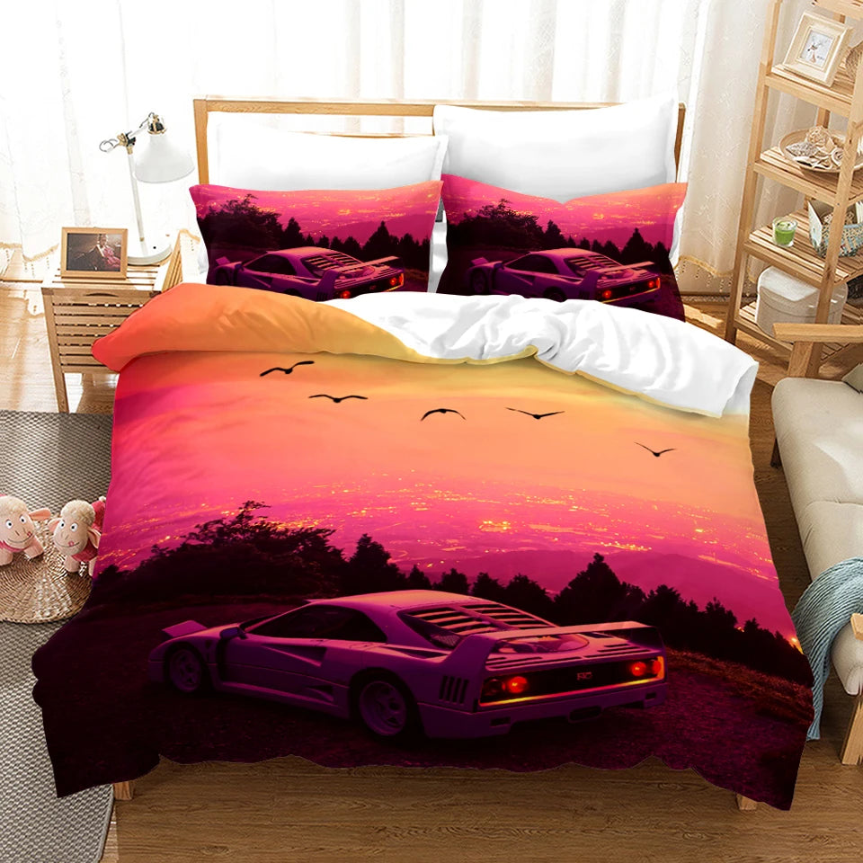 Sports Car Duvet Cover Set Luxury High Quality 3D Printed Bedding 2/3pcs Double Queen King Bedclothes Adults Boys Home Textile