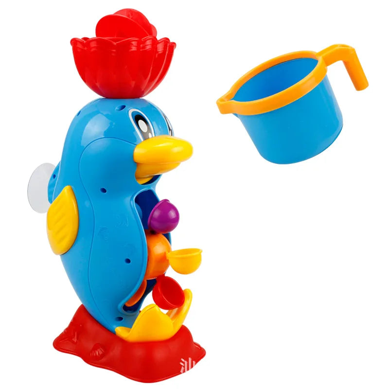 Kids Shower Bath Toys Cute Yellow Duck Waterwheel Toys Baby Faucet Bathing Water Spraying Tool Wheel Type Dabbling Toy