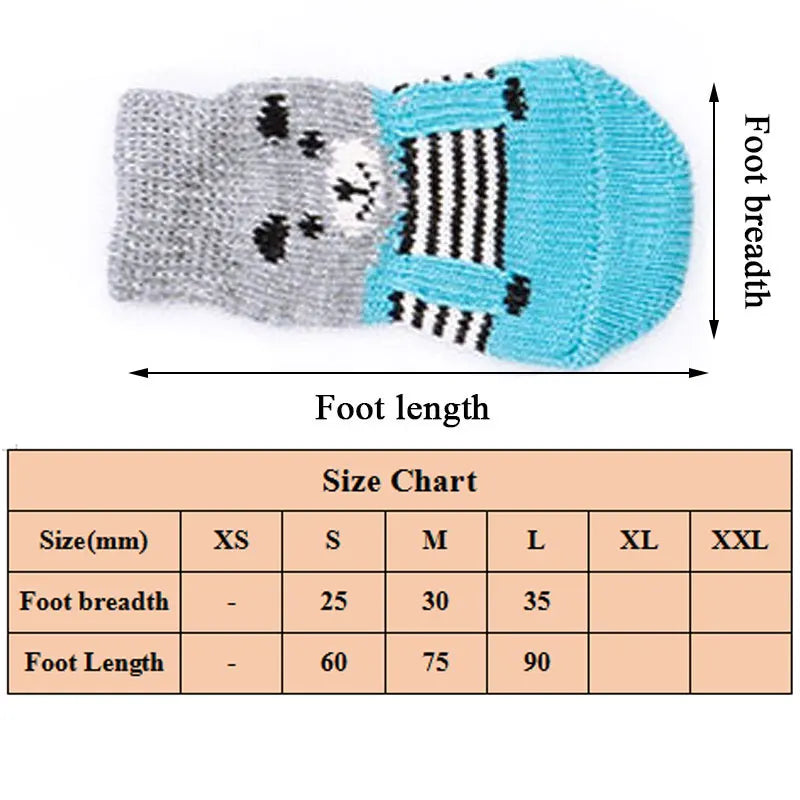 4Pcs/set Cute Print Pet Dog Socks Anti-Slip Cats Puppy Shoes Paw Protector Products For Small Pets Spitz York Dogs Chihuahua