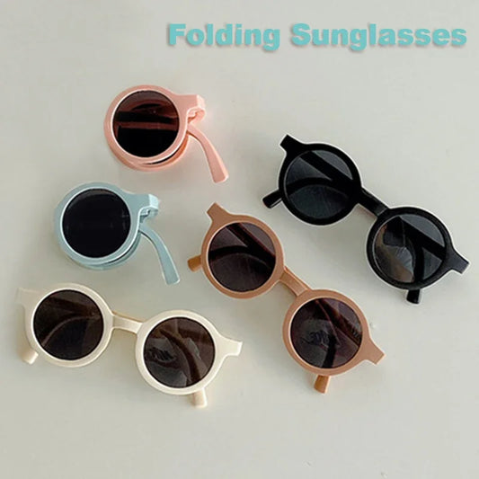 Foldable Kids Sunglasses Girls Boy Children Sun Glasses Round Street Beat Eyeglasses Cute Baby Shades Eyewears