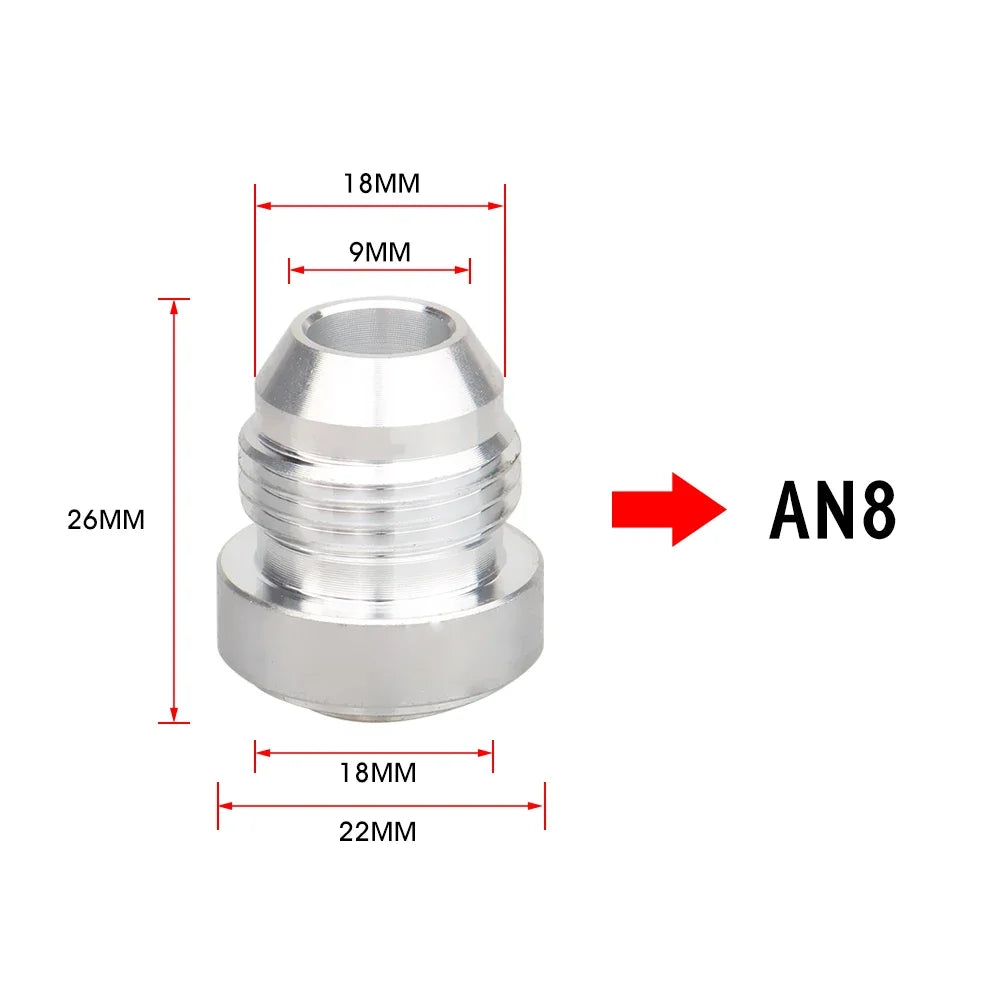 Aluminum  Hose Fitting Male Billet AN6 AN8 AN10 AN12 AN16 AN20 Straight Male Weld Fitting Adapter Weld Bung