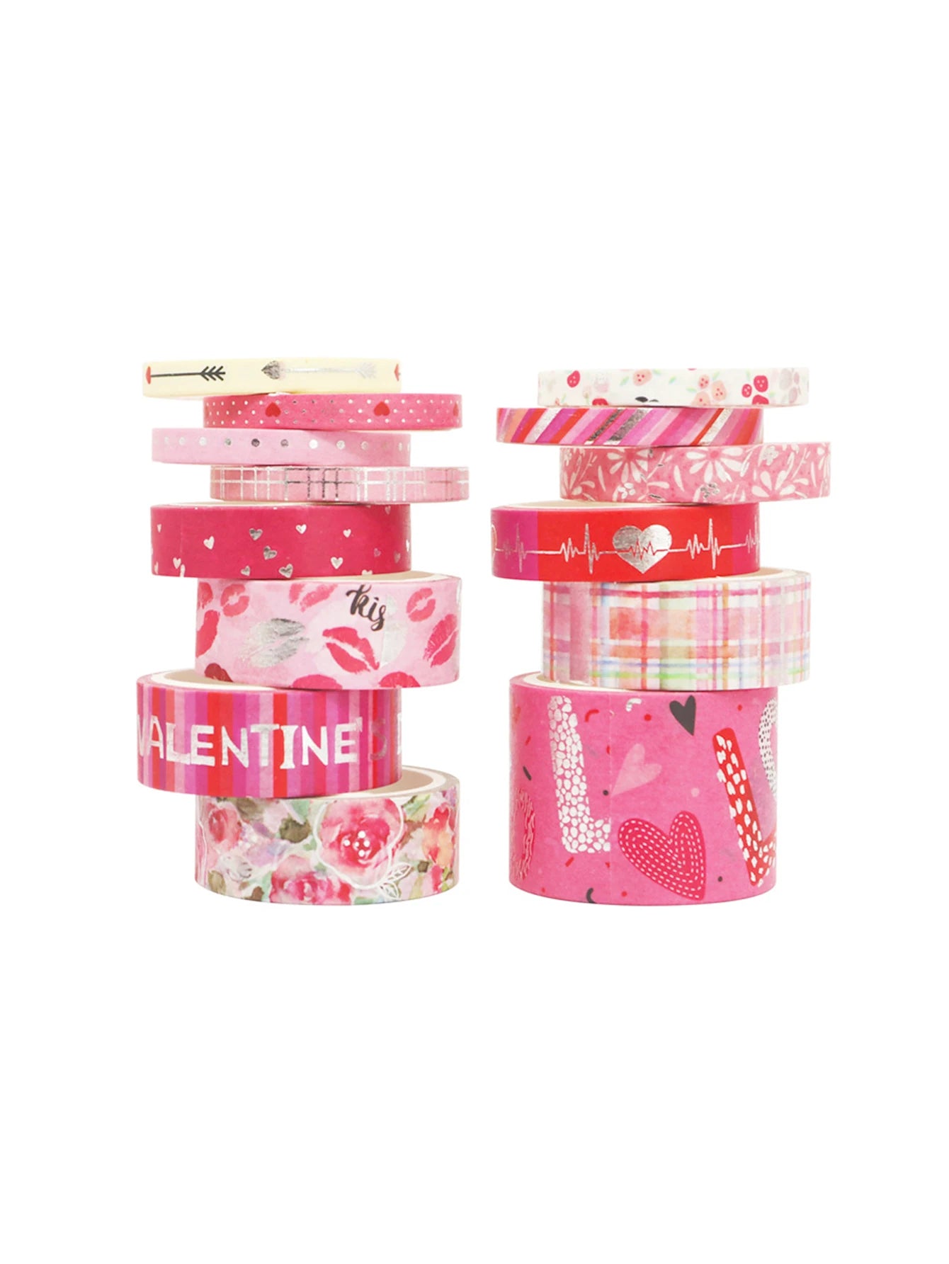 Romantic Valentine's Day washi tape,heart flower silver foil decoration material,DIY creative handmade gift for journals, greeti