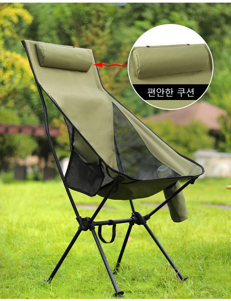 DIVEDEER Camping High-Back Moon Chair Ultra-Lightweight Aluminum Alloy Fishing Picnic BBQ Chair Portable Beach Camping Chair