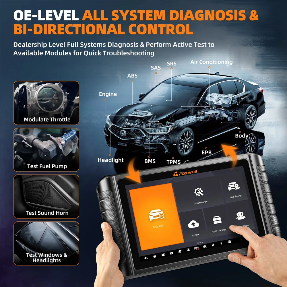 2025 FOXWELL Professional Car Scanner NT1009 Bidirectional Test Advanced ECU Coding 34+ Reset All System Diagnosis OBD2 Scanner