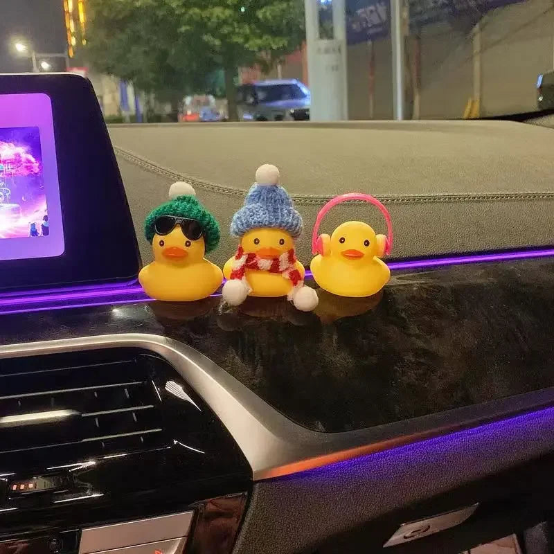 Mini Yellow Car Duck Rubber for Car Accessories Dashboard Toy Small Duck Car Decoration Interior Cute Ornaments