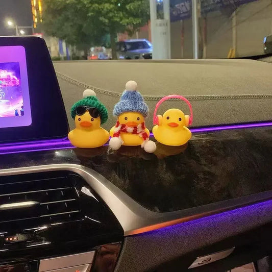 Mini Yellow Car Duck Rubber for Car Accessories Dashboard Toy Small Duck Car Decoration Interior Cute Ornaments