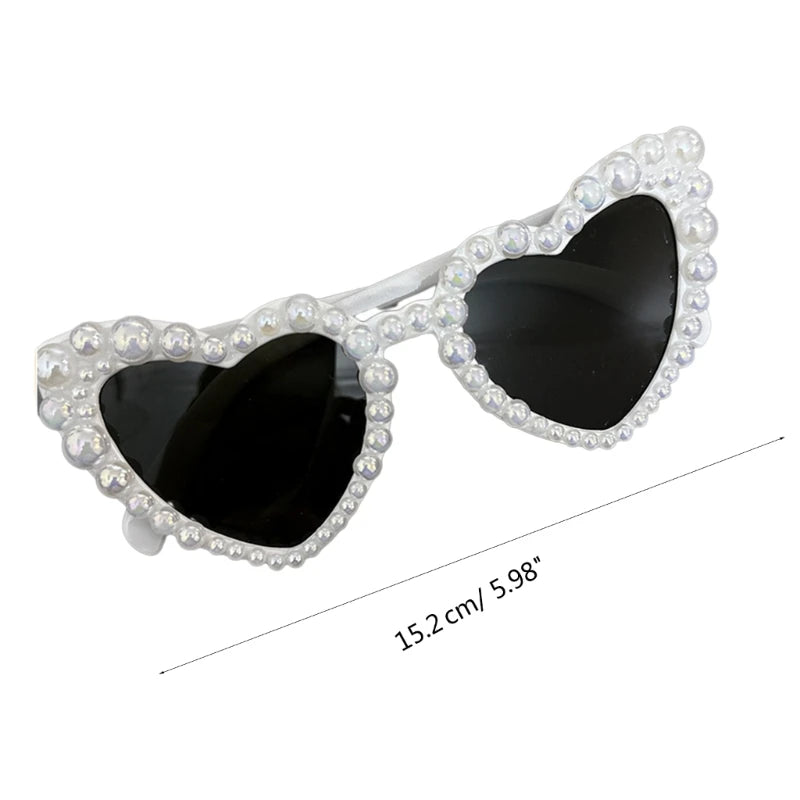 Wedding Party Pearl Frame Sunglasses for Bride Adult Carnivals Taking Photo Glasses Seaside Party Heart Frame Sunglasses T8NB