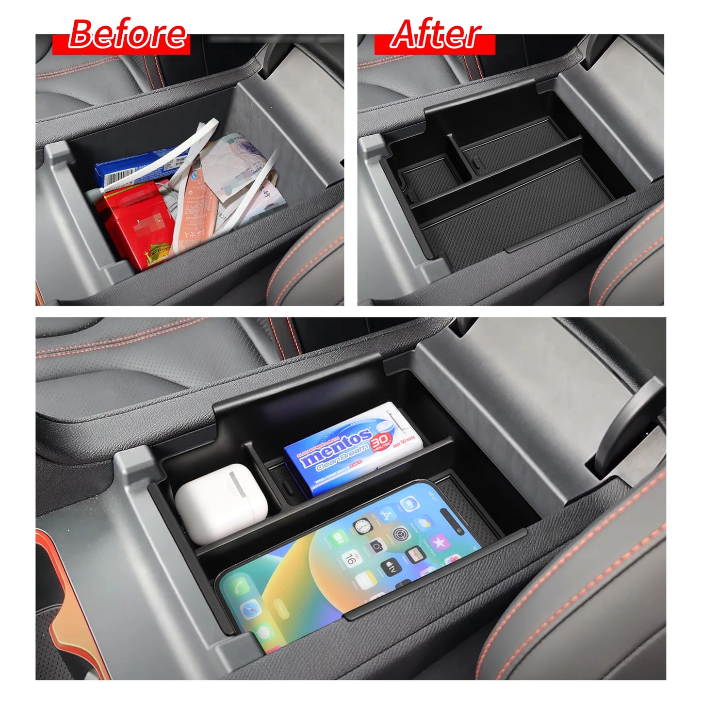for BYD Shark 2024 2025 Center Console Armrest Storage Box Car Tray Organizers Accessories Tidying Black