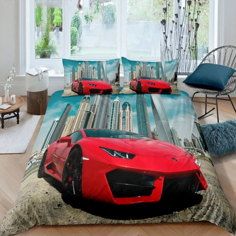 Sports Car Duvet Cover Set Luxury High Quality 3D Printed Bedding 2/3pcs Double Queen King Bedclothes Adults Boys Home Textile