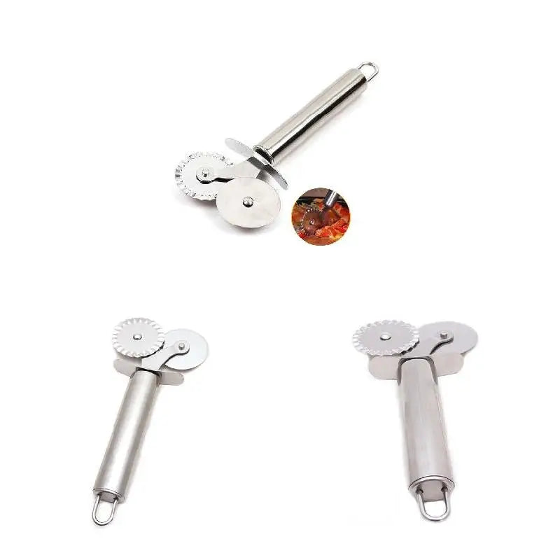 Pizza Cutter Round Double Wheel Roller Stainless Steel Kitchen Tool For Pastry Pasta
