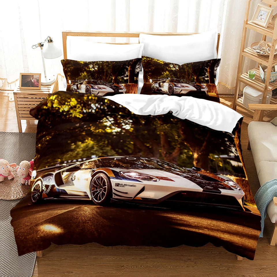 Sports Car Duvet Cover Set Luxury High Quality 3D Printed Bedding 2/3pcs Double Queen King Bedclothes Adults Boys Home Textile