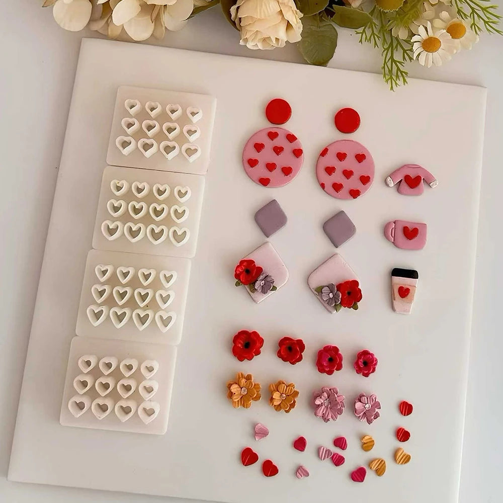 Valentine's Day Heart Petal Shaped Polymer Clay Cutters 12 IN 1 Love Dangle Clay Cutter DIY Earrings Pendant Jewelry Hand Tools