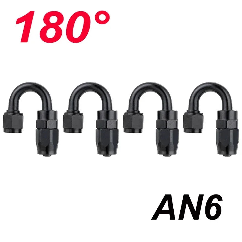 4X Universal AN4 AN6 AN8 AN10 AN12 Straight 45 90 120 180 Degree Oil Fuel Swivel Hose End Fitting Oil Hose End Adaptor Kit Black