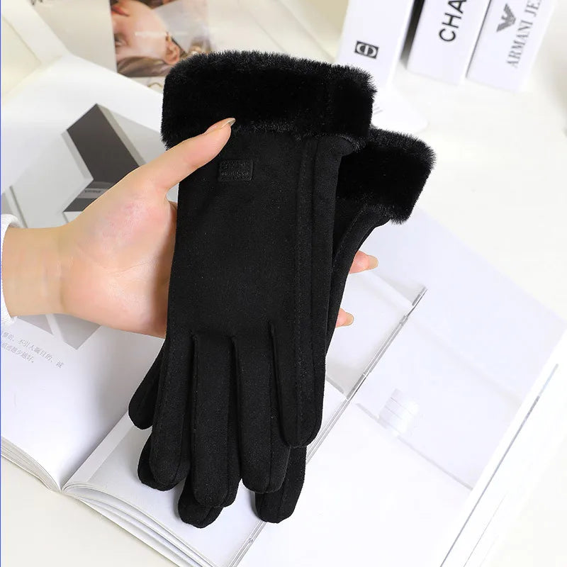 New Warm and Velvet Gloves, Cute and Beautiful Women's Gloves, Suitable for Women's Soft and Warm Winter Gloves, Cycling Gloves