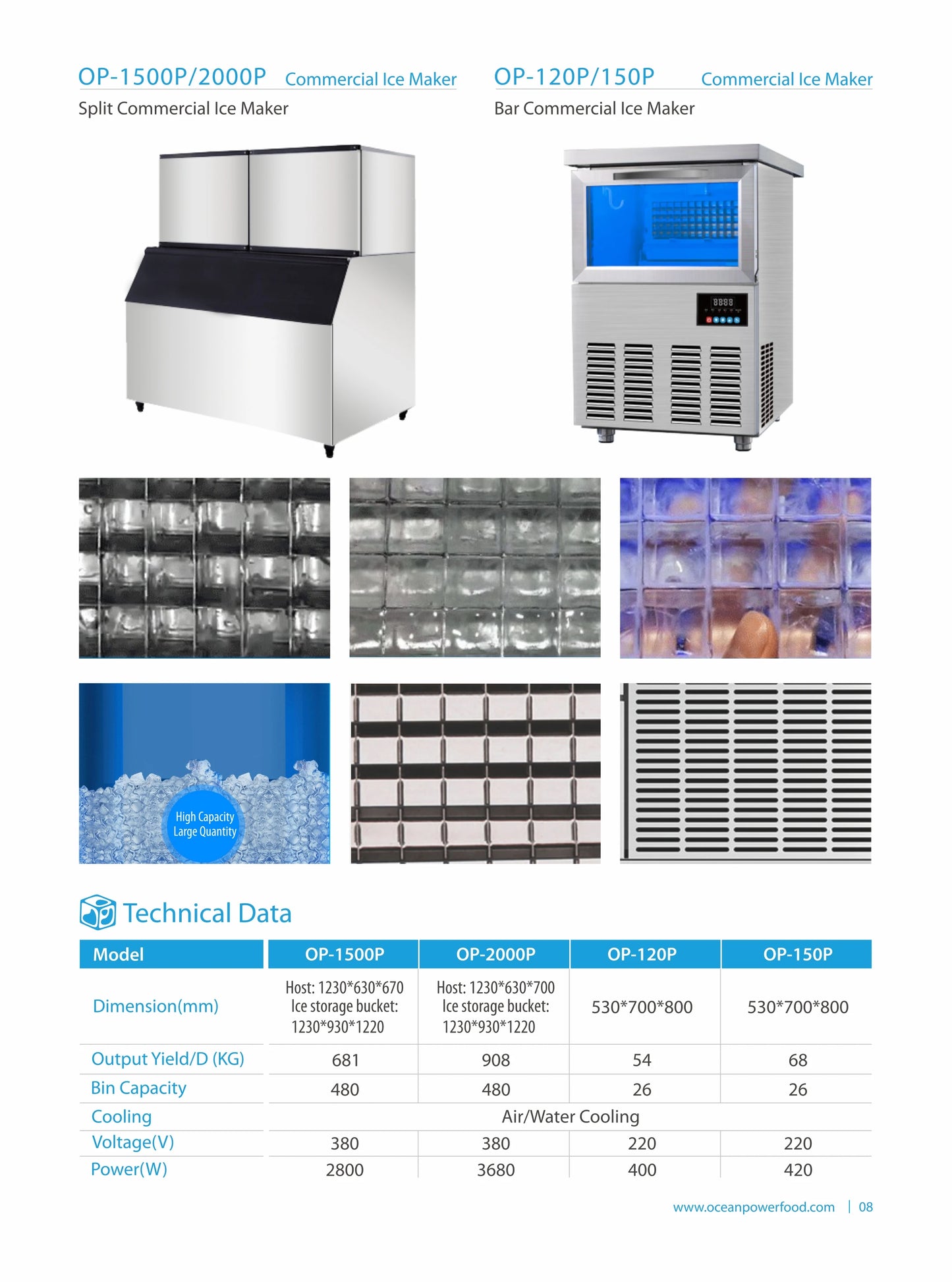 Air Cooled Undercounter Full Cube Ice Making Machine High Productivity 220V 380V for Commercial Restaurant Bar Coffee Shop