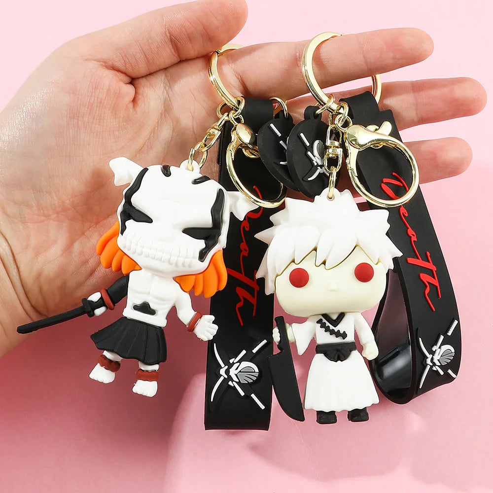 Anime Bleach Keychain Cosplay Kurosaki Ichigo Silicone Pendant Keyring Car Backpack Key Holder Accessories for Fans Quality Gift