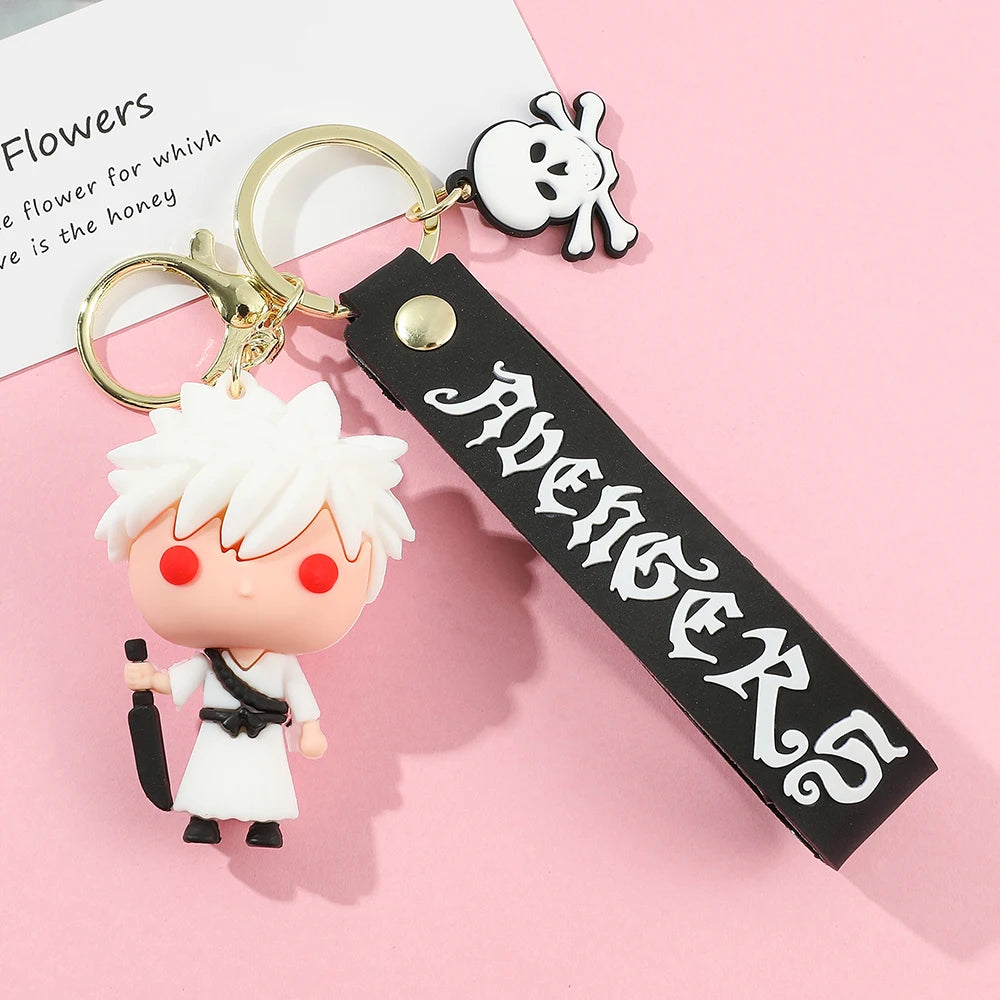 Anime Bleach Keychain Cosplay Kurosaki Ichigo Silicone Pendant Keyring Car Backpack Key Holder Accessories for Fans Quality Gift