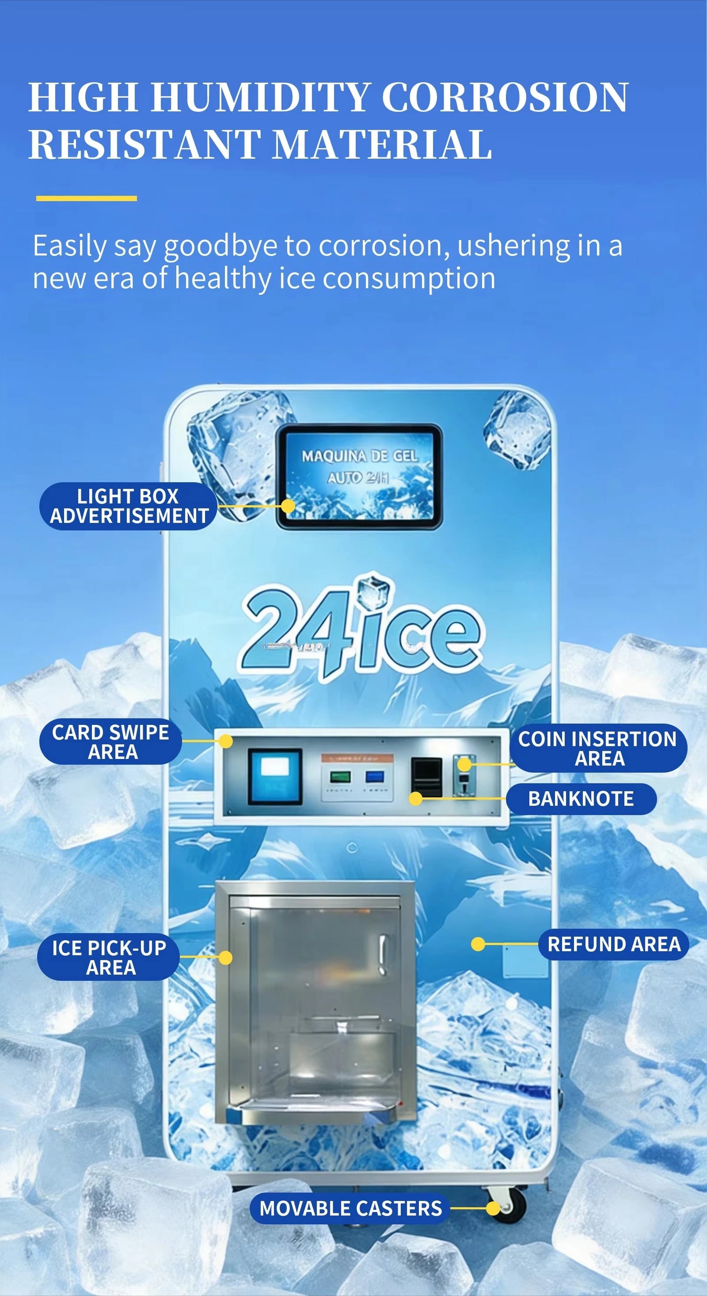 Ice Dispenser Vending Machine for Biz Ice Cube Vending Machine Self Service Commercial Ice Cubes Making Vending Machine Custom