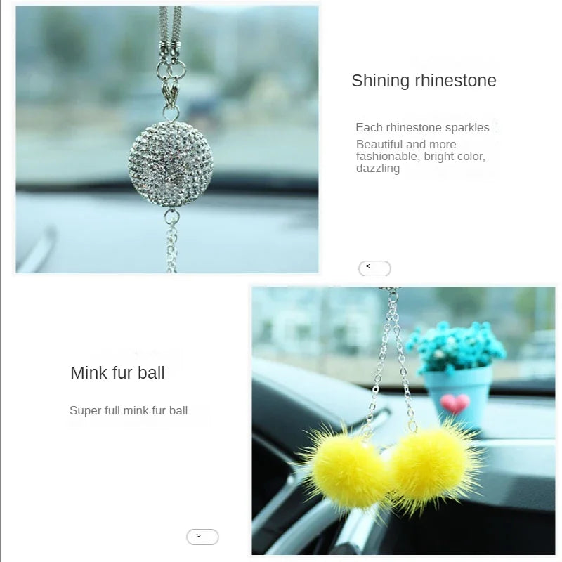 Fashion Car View Mirror Hanging Pendant Auto Home Decor Lucky Vehicle Ornament Mini Car Accessory Interior Hanging for Girls