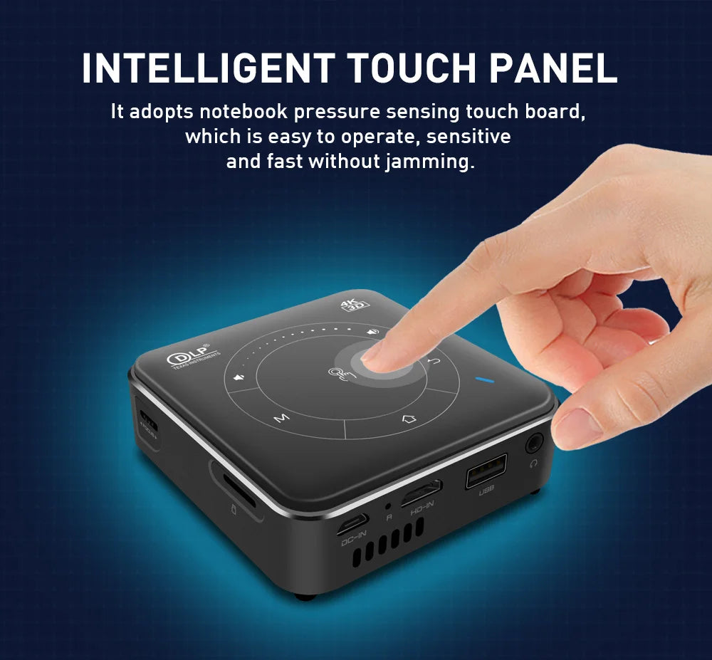 Mini Portable Projector Home Theater 4K 3D DLP Android Smart Ceiling Car Outdoor Wifi Bluetooth Mobile Battery Rechargeable LED