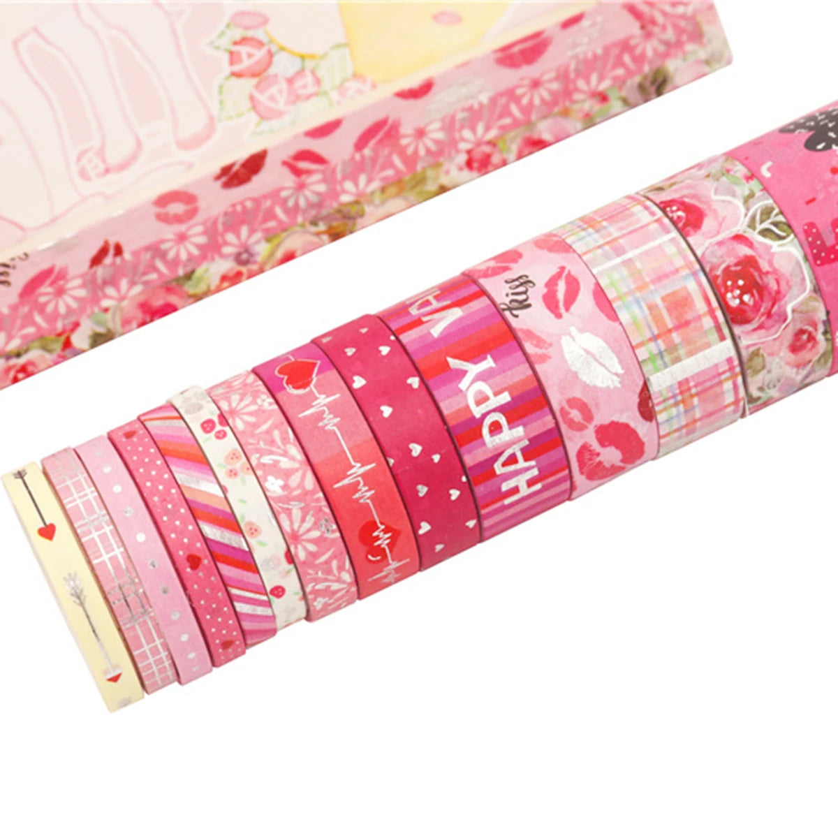 Romantic Valentine's Day washi tape,heart flower silver foil decoration material,DIY creative handmade gift for journals, greeti