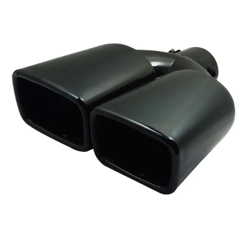Exhaust Tip Universal Double Outlet Nozzle Rear Muffler Tip Stainless Steel Square Mouth Exhaust Pipe Muffler Inlet 60mm
