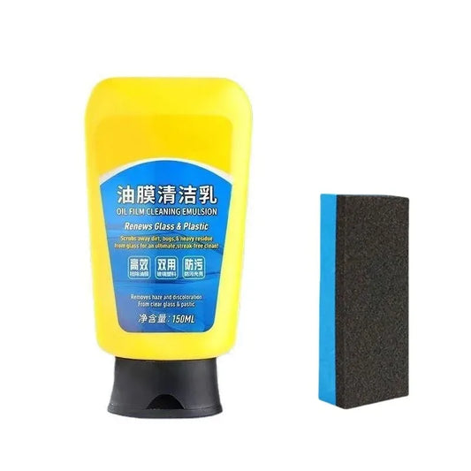 150ml Car Glass Oil Film Cleaning Agent Glass Coating Remover Paste Waterproof Anti-Glare Glass Window Cleaner Cream with Sponge