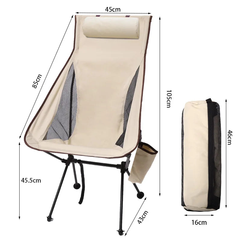 DIVEDEER Camping High-Back Moon Chair Ultra-Lightweight Aluminum Alloy Fishing Picnic BBQ Chair Portable Beach Camping Chair