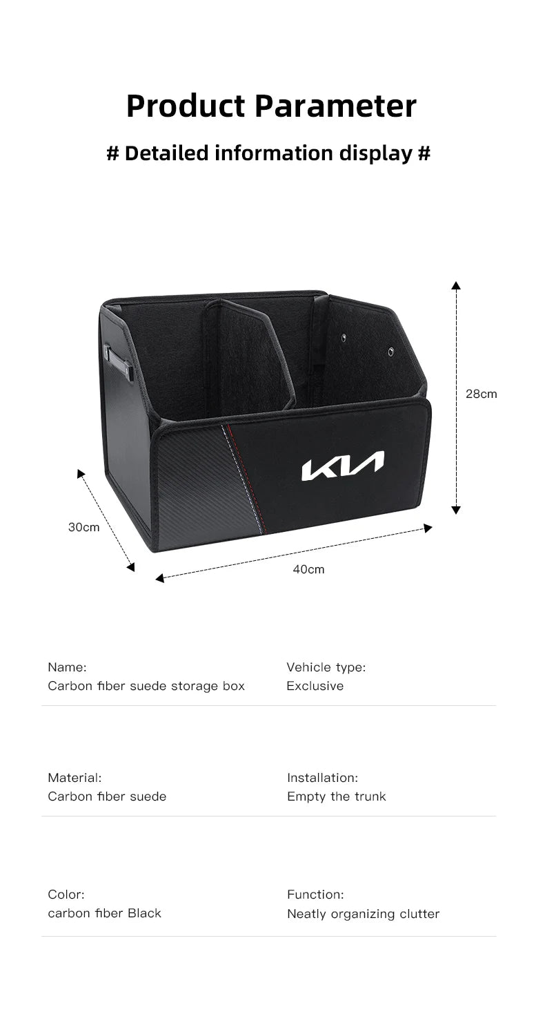 KIA Folding Car Trunk Organizer Box Storage Bag Tools Tidying For KIA EV6 Stinger RIO Sorento Picanto Ceed Borrego Syros K4 K5