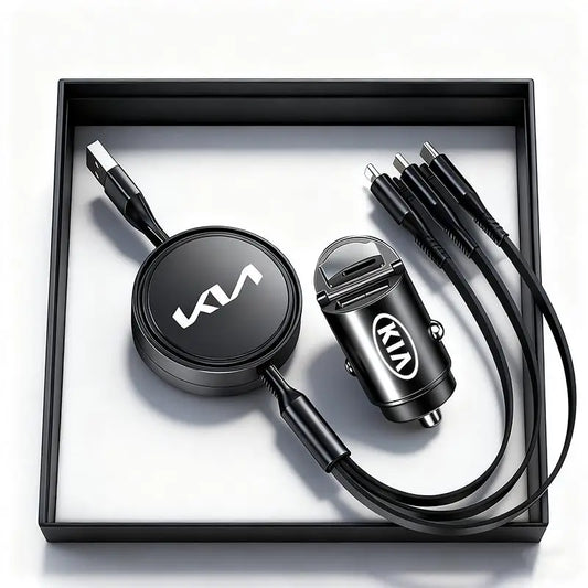 KIA Car Charger Head 3 In 1 Charging Data Cable USB Type-C For KIA EV6 Stinger RIO Sorento Picanto Ceed Borrego Syros K4 K5 K8