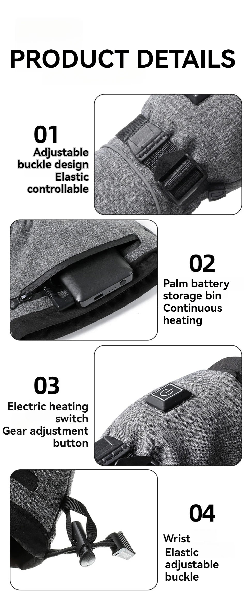 LOOGDEEL Heating Hand Warmer Electric Thermal Gloves Waterproof Snowboard Cycling Motorcycle Bicycle Ski Outdoor Winter Gloves