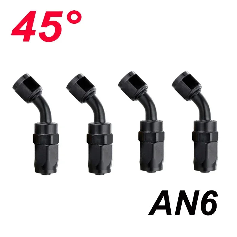 4X Universal AN4 AN6 AN8 AN10 AN12 Straight 45 90 120 180 Degree Oil Fuel Swivel Hose End Fitting Oil Hose End Adaptor Kit Black