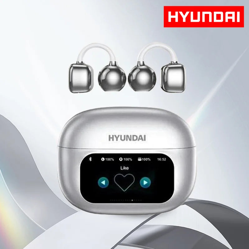 HYUNDAI HY-C02 Ear Clip Screen Display Earphones Wireless Bluetooth Headphones  Mic High Sound Stereo Sound Earbuds