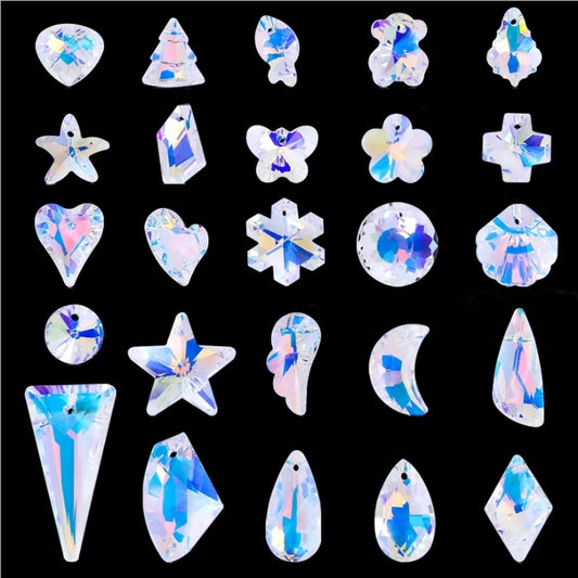 AB Color Crystal Pendant Beads Multi -shape Single Hole Charms Beads  Jewelry Gems for Jewelry Making Supplies DIY Earrings