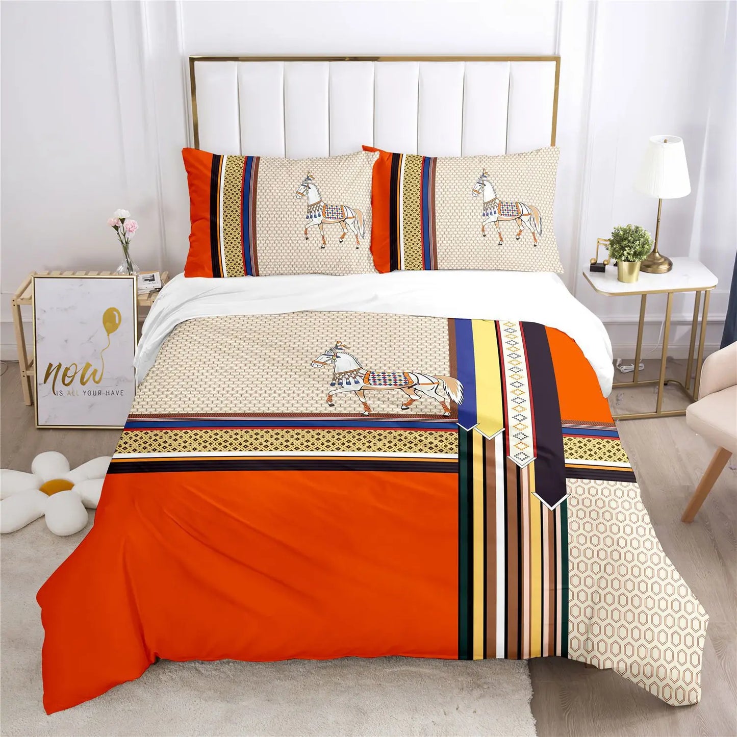 Duvet Cover Set 3D Luxury Style Printed Bedding Quilt Cover Set 3 Pieces Soft Microfiber Bedding Quilt Cover with Zipper