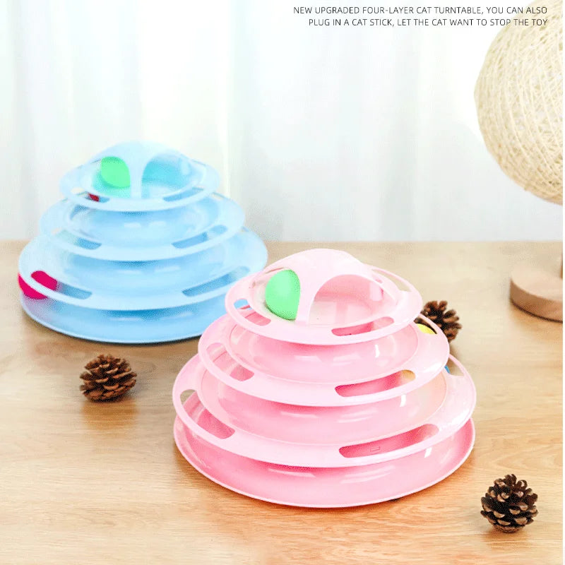 Pet Toy Three Layer Ball Cat Wheel Cat Interactive Puzzle Track Toy Cat Space Tower Amusement Plate