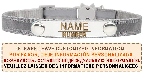 Reflective Cat Collar Custom Engraved ID Personalized with Bell Puppy Pet Breakaway Necklace Accessories Nameplate Collar