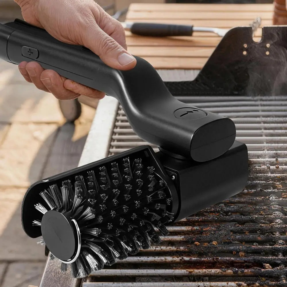 360 Degree Rotate Electric Grill Brush Adjustable Angle Rechargeable BBQ Grill Cleaner Wireless with Replacement Brush Head