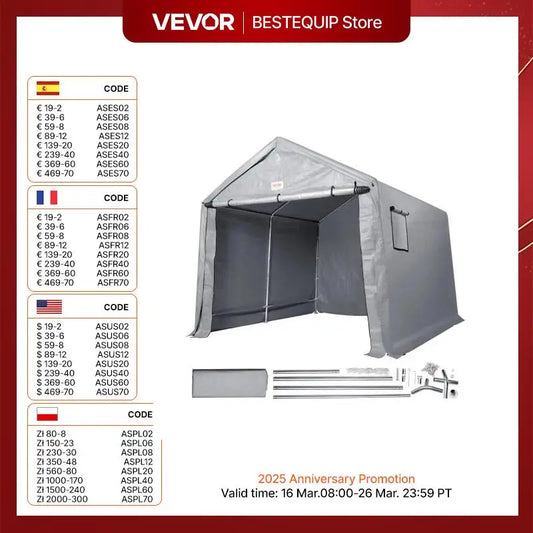VEVOR Portable Shed Outdoor Storage Shelter 5 Sizes Waterproof Heavy Duty All-Season Instant Storage Tent Tarp Sheds For Motor