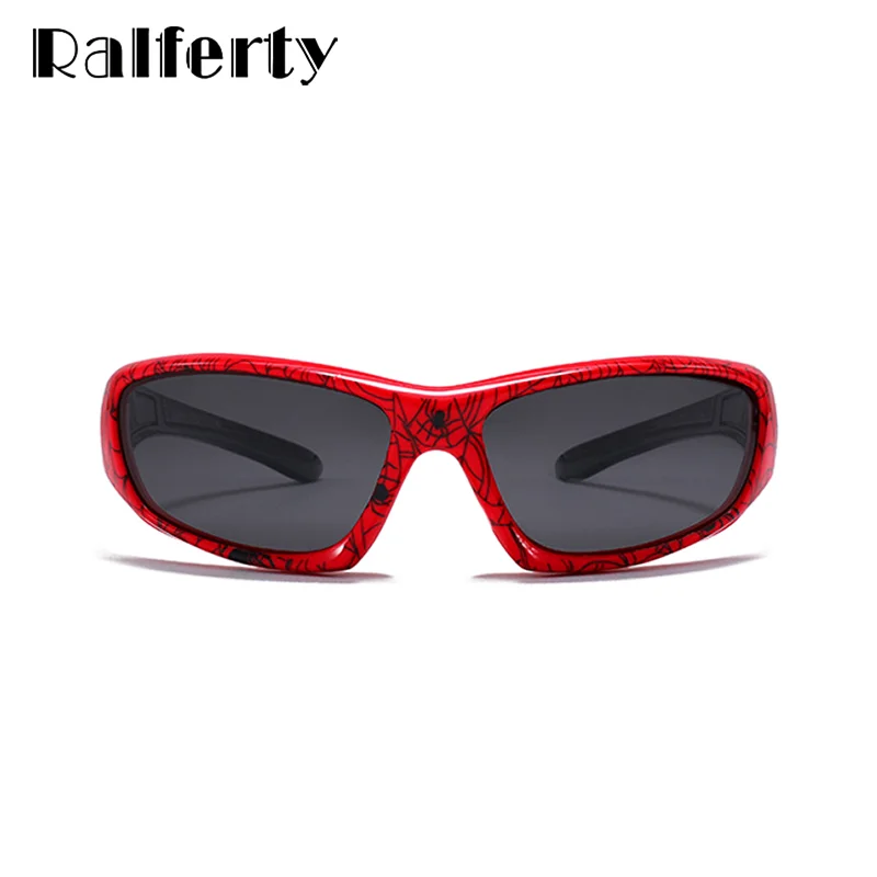 Ralferty Cool Kids Sunglasses Polarized Anti UV400 Outdoor Riding Sport Sun Glasses Child Boy Girl Spider Cobweb Shade 3-9 Year