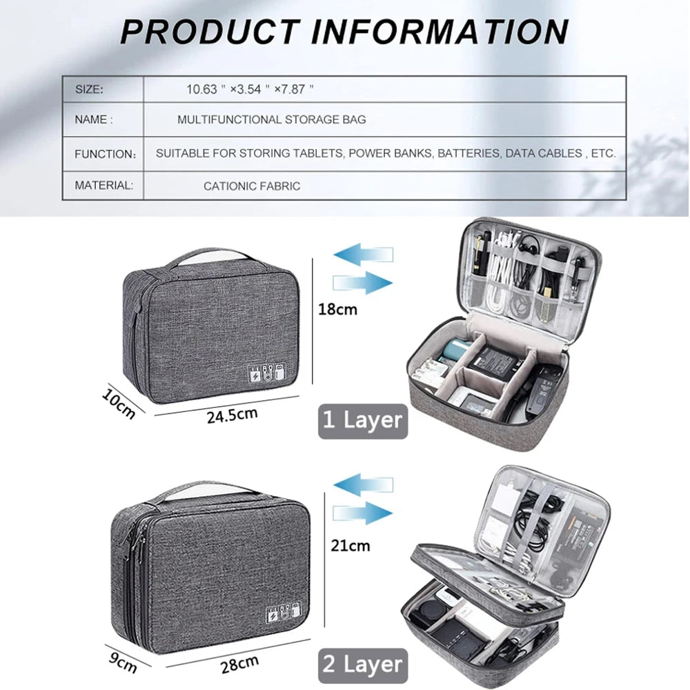 Cable Storage Bag Waterproof Digital Electronic Organizer Portable USB Charger Plug Storage Bag Travel USB Data Cable Organizer