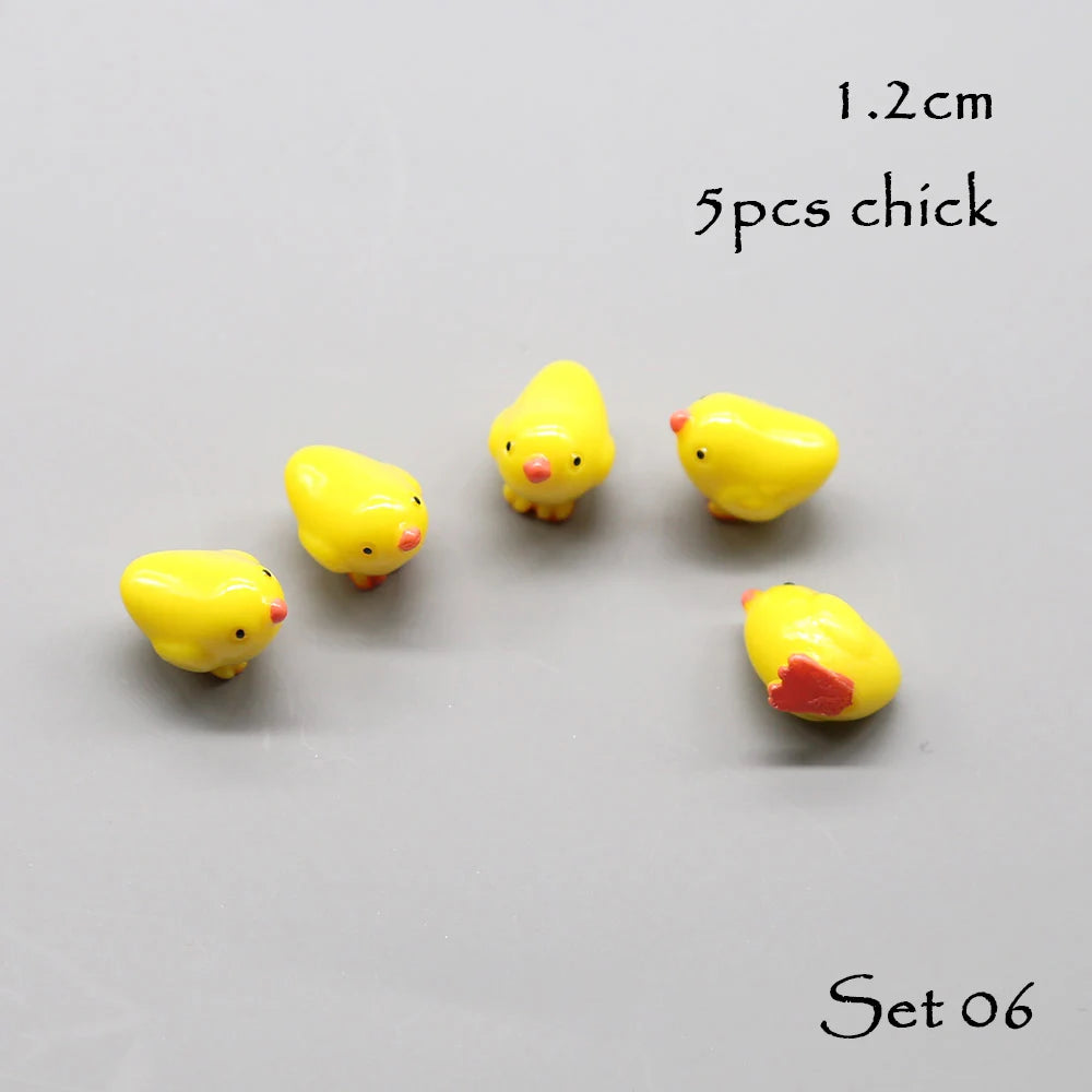 5pcs Miniature Animals Chick Sheep Turtle Puppy Fairy Garden Toy Aquarium Decoration Duck DIY Handicraft Accessories 1-3cm