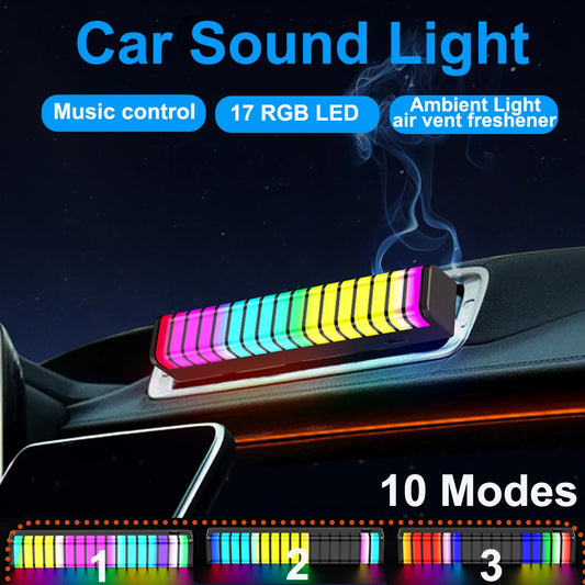 Car RGB LED Strip Light Music Sound Control Pickup Rhythm Ambient Lamp Atmosphere Light Bar Air Freshener Aromatherapy 2 In 1