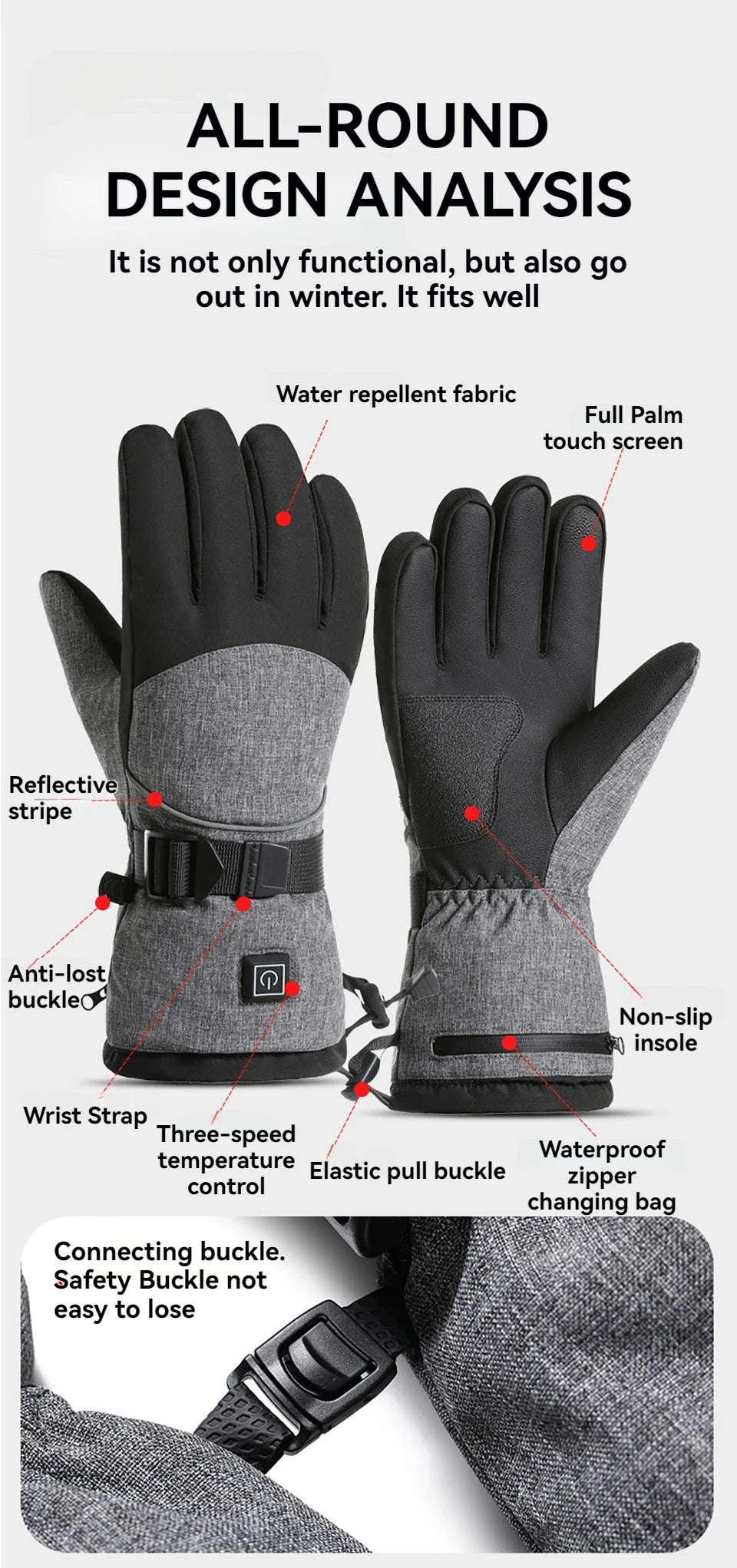 LOOGDEEL Heating Hand Warmer Electric Thermal Gloves Waterproof Snowboard Cycling Motorcycle Bicycle Ski Outdoor Winter Gloves