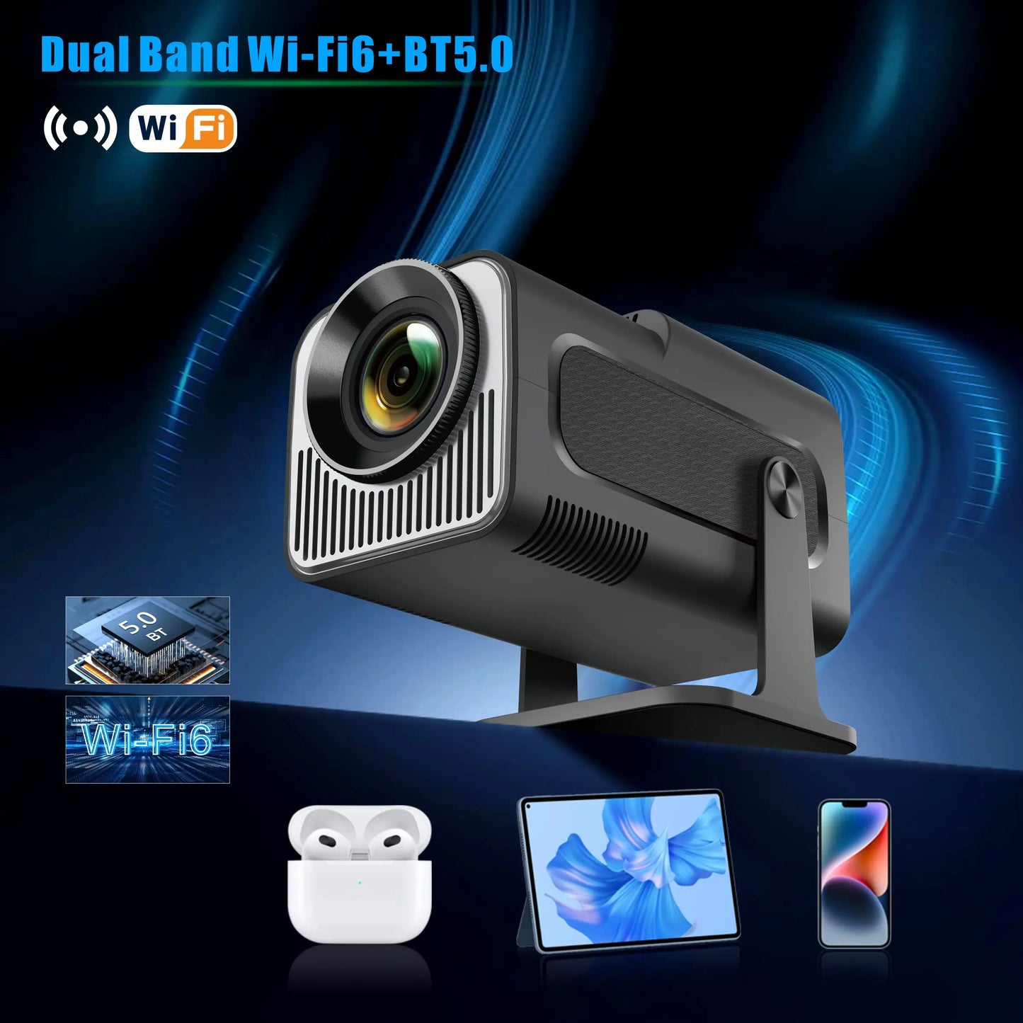 4K Smart Projector HY320 mini Android 11 Dual Wifi6 200 ANSI Allwinner H713 BT5.0 1080P 1980*1080P Home Cinema Outdoor Projetor