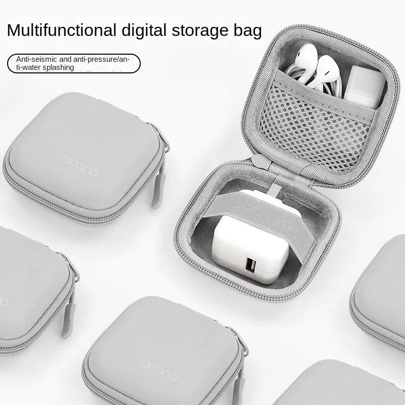 Portable Hard Shell Digital Gadgets Storage Bag Leather Earphone Charger Case Data Cable U Disk Organizer Mini Storage Accessory