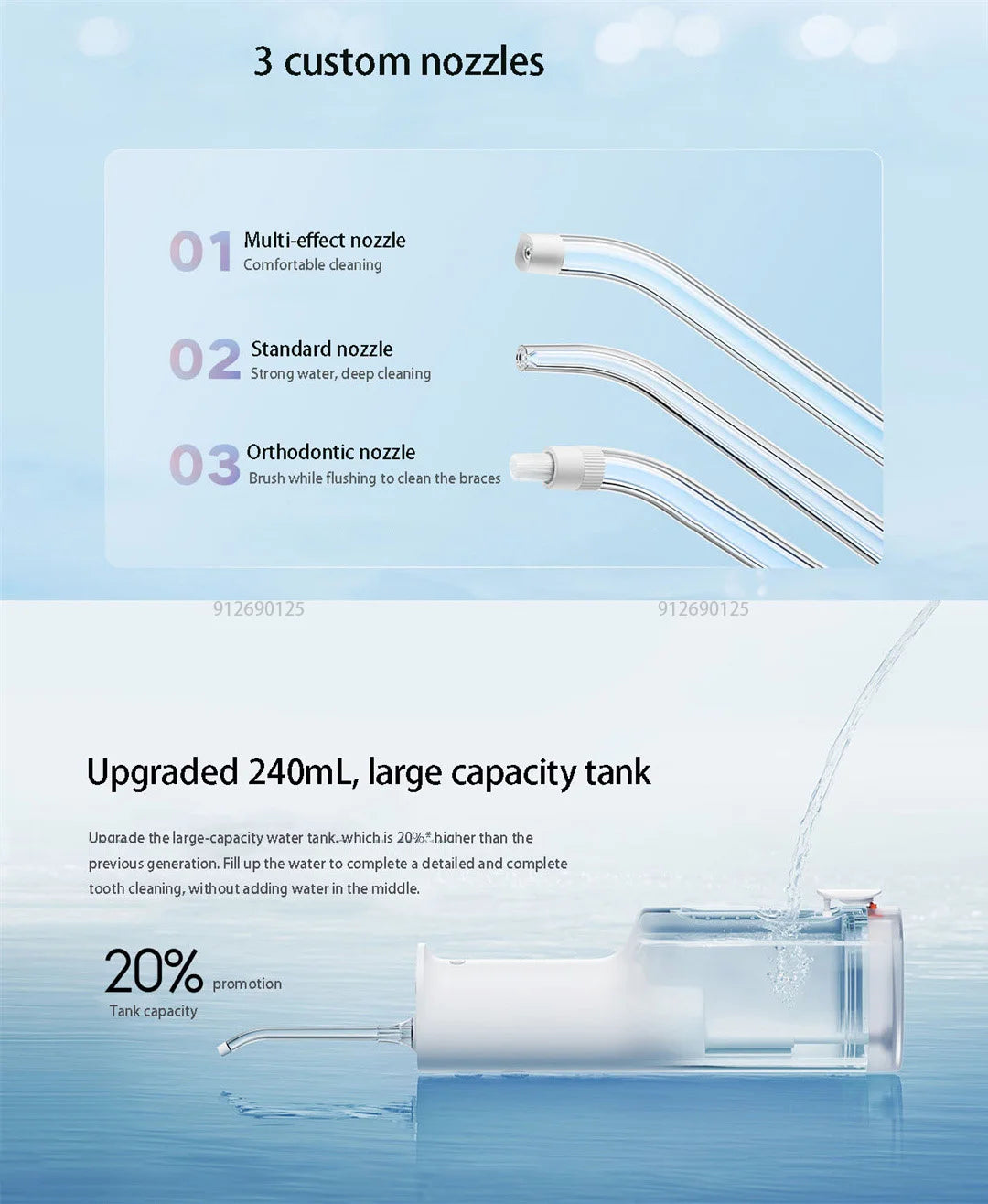 Xiaomi Mijia Oral Irrigator F300 MEO703 Waterpulse Dental Irrigator Portable Oral Flusher IPX7 240ML Water Tank Tooth Cleaner